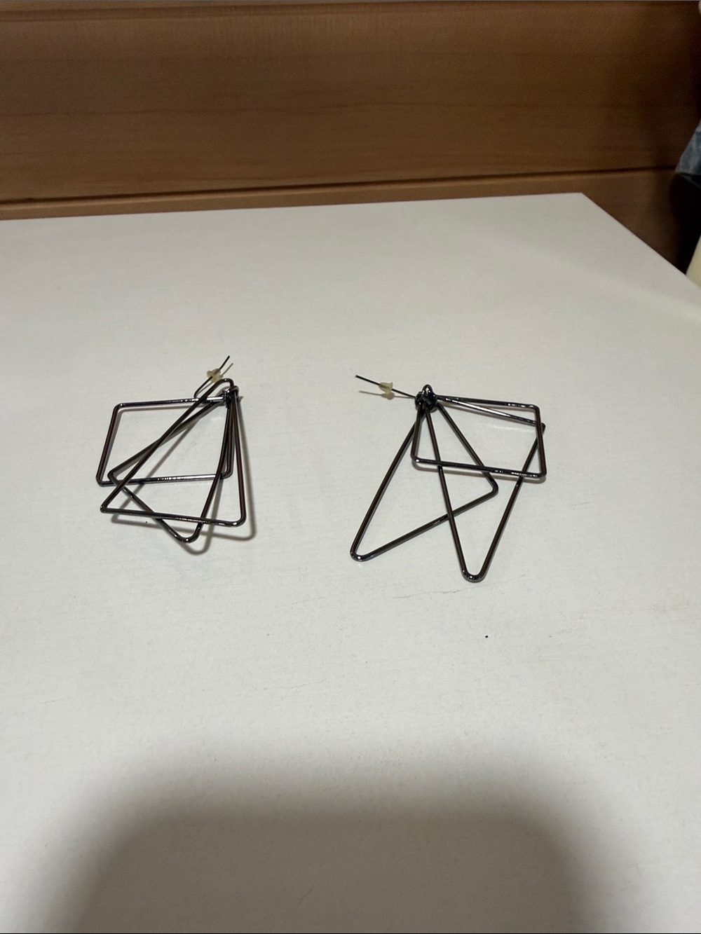 Geometric Multi-Shape Drop Earrings in Gunmetal